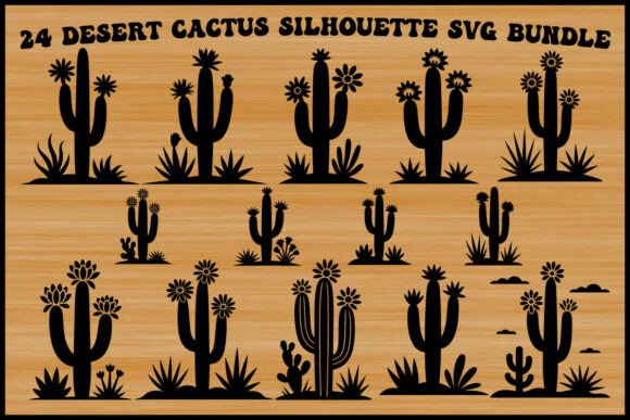 24 Desert Cactus Silhouette SVG Bundle: A Graphic Design Asset for Southwest-Inspired Creations