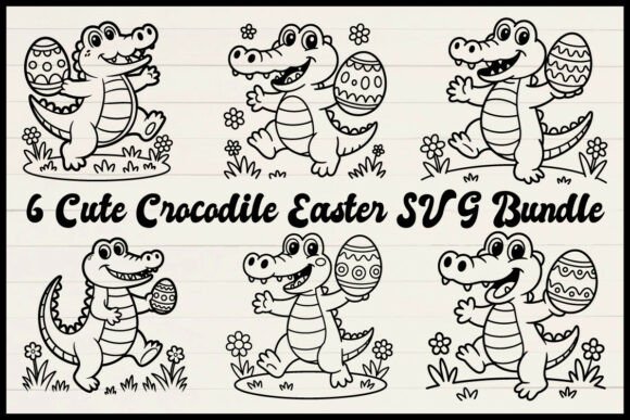 Cute Crocodile Easter SVG Bundle: A Playful Graphic Design Asset for Seasonal Projects