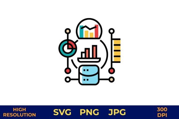 Data Analytics Icon Flat Vector Design for Handmade and Print Projects