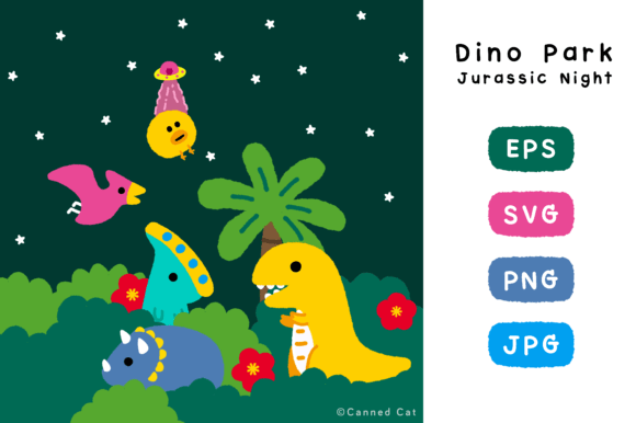 Dino Park Jurassic Night: A Playful Embroidery Design for Real Projects