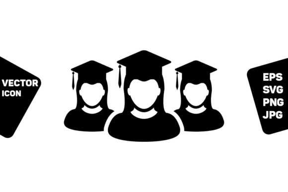Education Icon Vector Female Group – A Polished Graphic for Modern Content Design