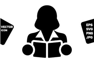 Education Icon Vector Female Student for Handmade Graphics and Icons