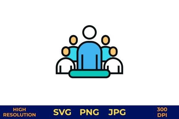 Flat Design Team Meeting Icon Vector: A Versatile Illustration for Branding and Packaging