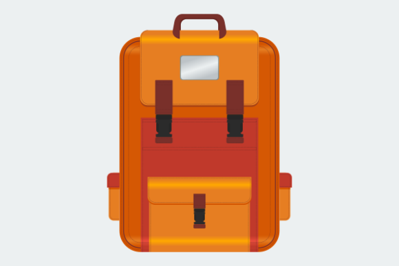 Front View Orange School Backpack – A Vibrant Graphic Design Asset for Modern Content