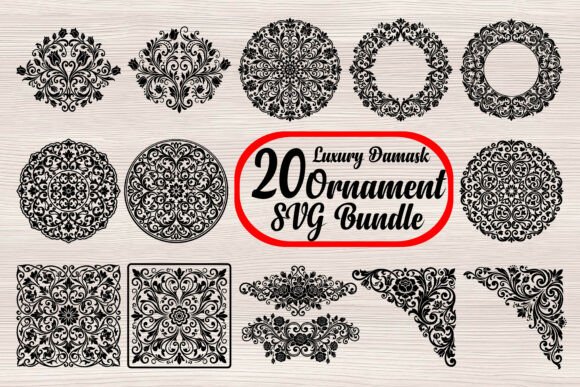 Luxury Damask Ornament SVG Bundle: A Graphics Asset for Polished Content in Crafts and Design