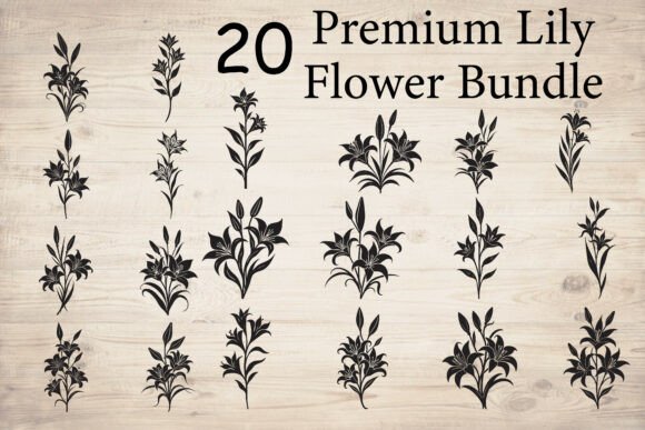 Premium Lily Flower Bundle: A Versatile Graphic Design Asset for Crafters
