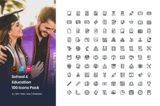 School Education 100 Set Icons Pack: A Designer’s Practical Take