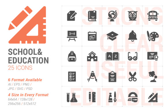 School Education Filled Icon: A Versatile Graphic Design Asset for Modern Branding
