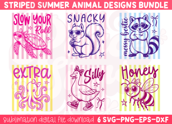 Stripes Funny Animal Pun SVG PNG Bundle: A Playful Graphic Design Asset for Creative Publishers