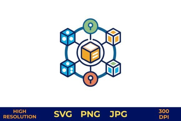 Supply Chain Icon with Boxes and Arrows for Local Business Graphics
