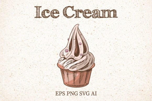 Vintage Soft Serve Ice Cream Clipart: A Nostalgic Embroidery Design for the Right Projects